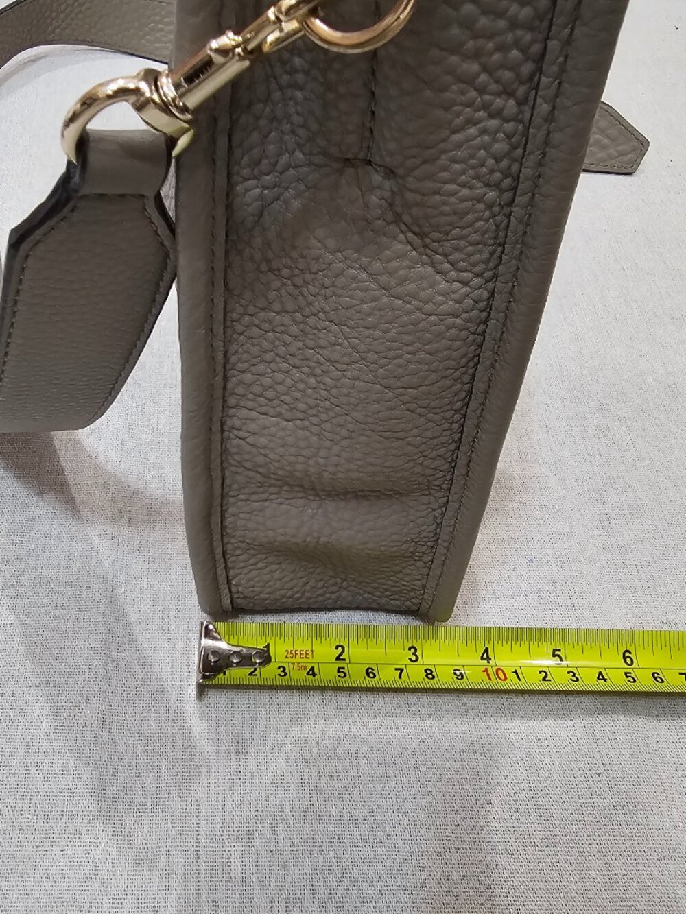 Taupe Gray Pebbled Leather Crossbody Bag w/ Gold Studs by Rebecca Minkoff - Picture 14 of 14